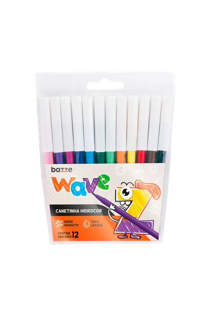 CANETINHA HIDROCOR BAZZE WAVE PONTA FINA 12 CORES SUMMIT