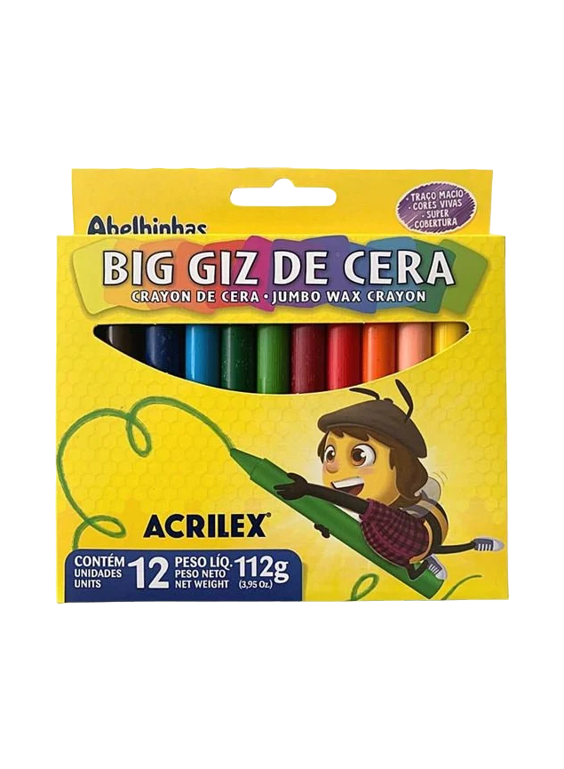 BIG GIZ DE CERA JUMBO 12 CORES ACRILEX
