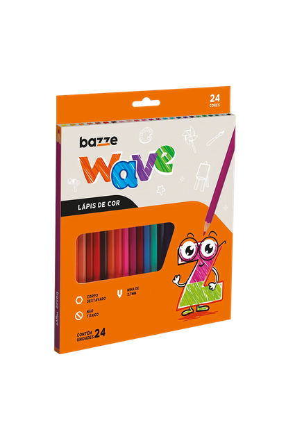 LAPIS DE COR SEXTAVADO 24 CORES BAZZE WAVE SUMMIT