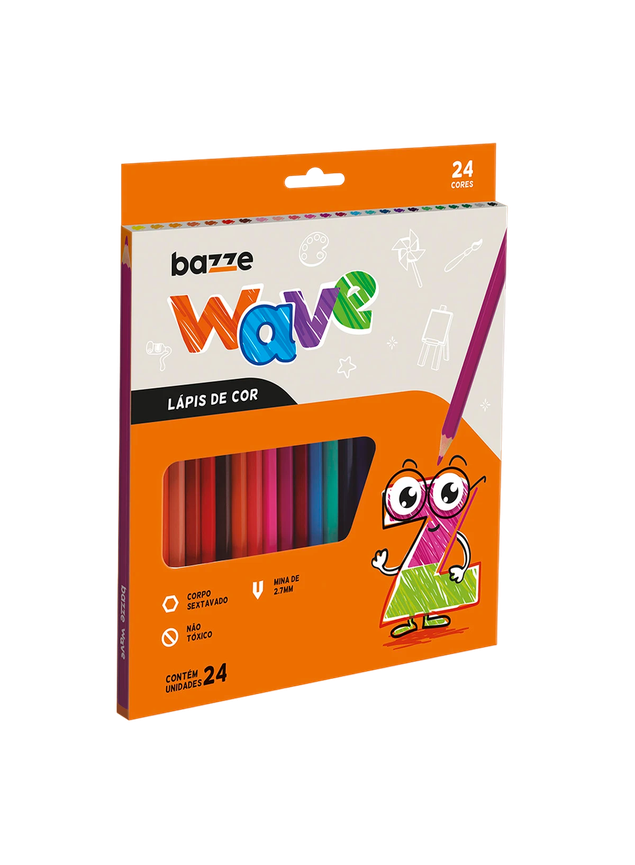 LAPIS DE COR SEXTAVADO 24 CORES BAZZE WAVE SUMMIT