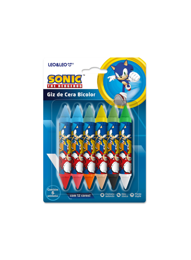 GIZ DE CERA BIG BICOLOR SONIC 12 CORES LEO&LEO